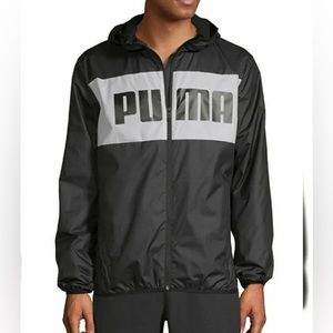Puma men’s windbreaker hooded jacket black size small like new